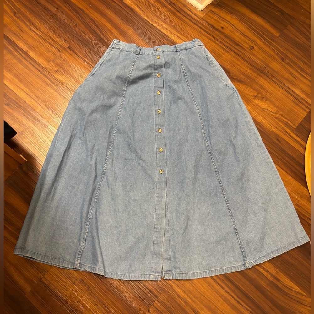 vintage denim button down skirt